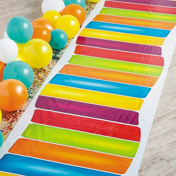Fun Express 3 Ft. x 50 Ft. Multicolor Striped Plastic Aisle Runner