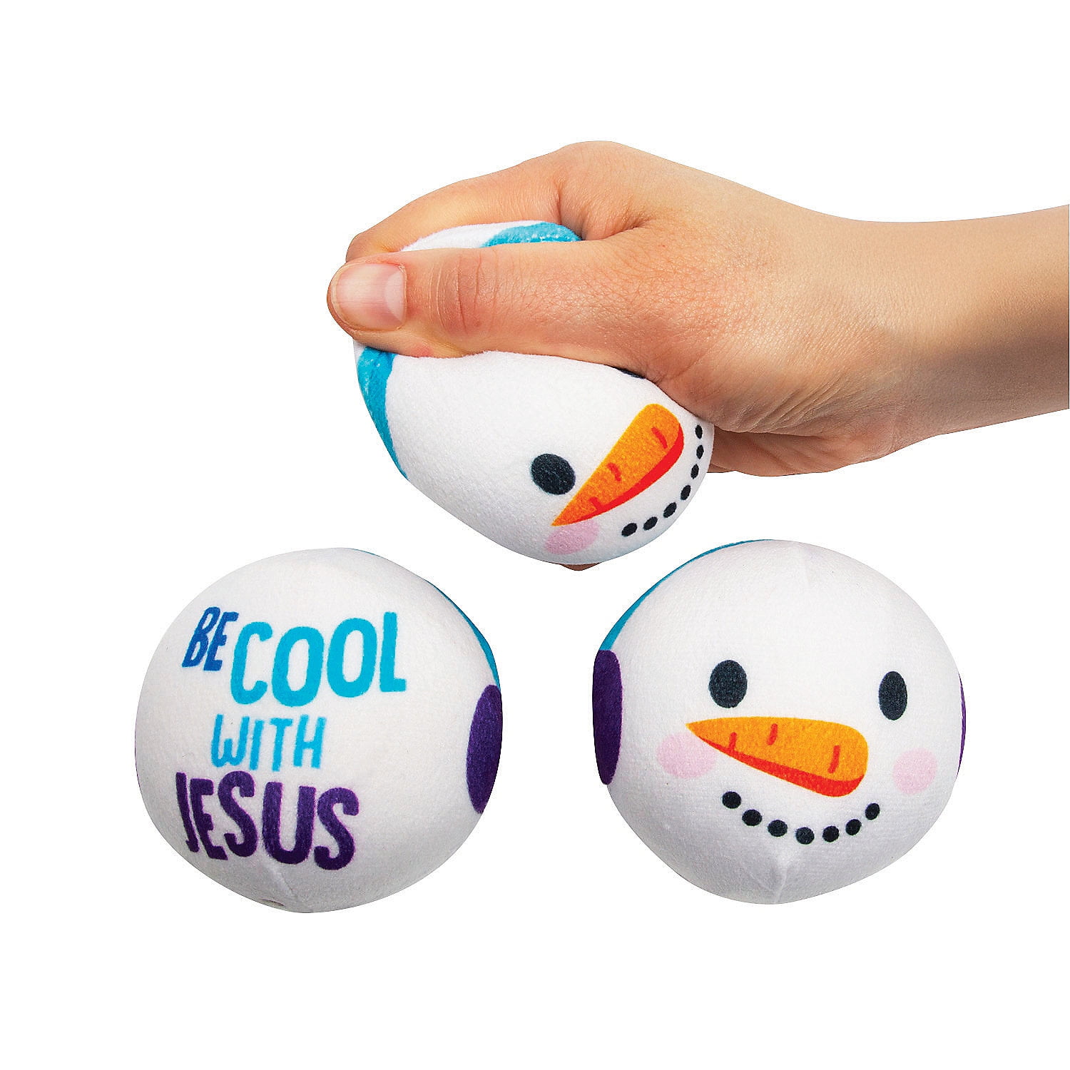 Fun Express 3" diam. Religious Snowman Character Stress Ball Toys - 12 Pieces