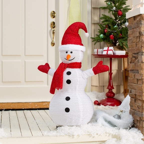 Fun Express 3 ft. Light-Up Snowman Collapsible Outdoor Christmas Decoration