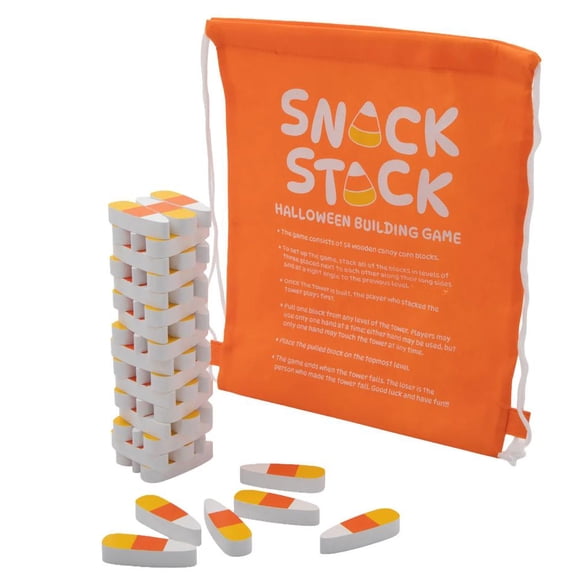 Fun Express 3" x 1" Halloween Candy Corn Tower Wooden Block Game Set - 55 Pc.