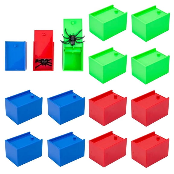 Fun Express 3" x 2" Halloween Trick Spiders in Plastic Boxes - 12 Pc.