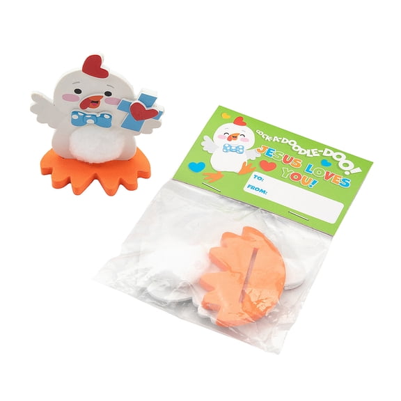 Fun Express 3" x 3 1/2" Religious Chick Valentine's Day Exchange Craft Kit - Makes 12