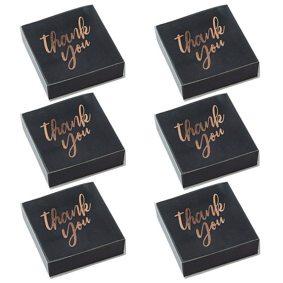 Fun Express 3" x 3" Bulk 48 Pieces Small Rose Gold Foil Frosted Black Kraft Paper Favor Boxes