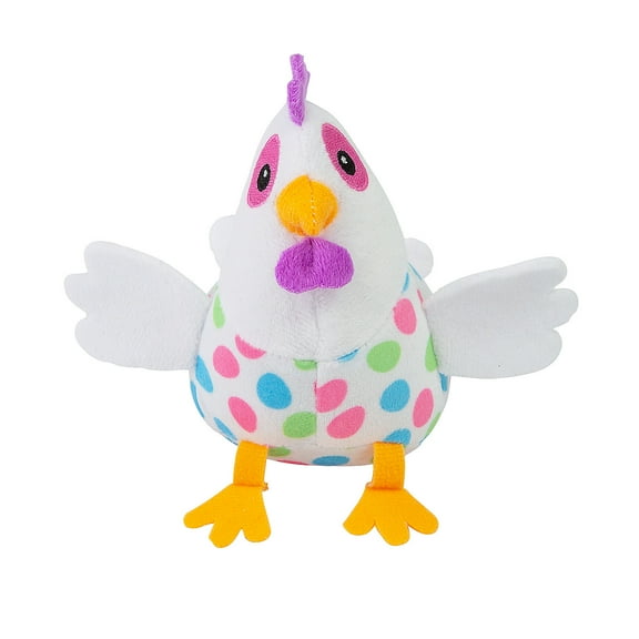 Fun Express 3" x 4 1/2" Easter Pastel Egg Pattern Stuffed Chickens - 12 Pieces