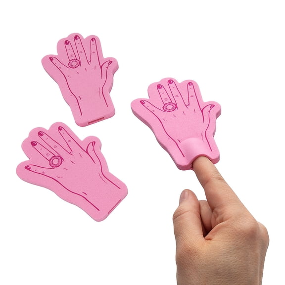 Fun Express 3" x 4 1/2" Mini Ring Finger Bachelorette Party Foam Fingers - 12 Pieces