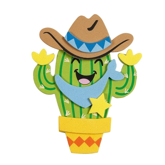 Fun Express 3" x 4 1/4" Western Cowboy Cactus Magnet Craft Kit - Makes 12