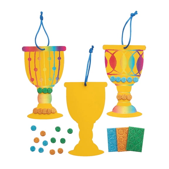 Fun Express 3" x 5" Religious Passover Elijahs Kiddush Cup Magic Scratch Ornaments - 24 Pieces