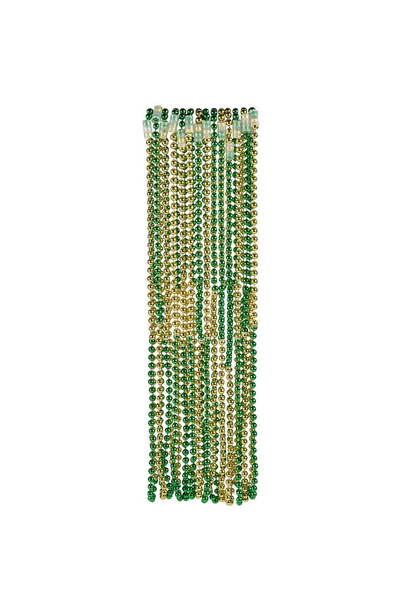30" 6 mm. Bulk 48 Pieces Metallic Two-Color St. Patricks Day Bead Necklaces
