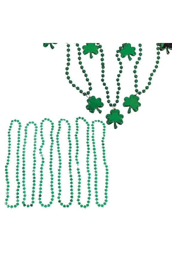 30" St. Patrick's Day Plastic Shamrock Necklace Assortment 36 Pc.