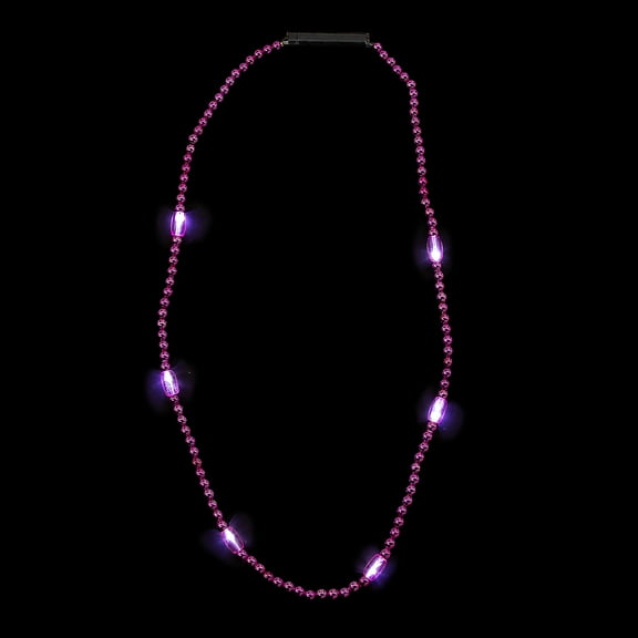 Fun Express 33" Pink Light-Up LED Plastic Beaded Breakaway Necklaces  6 Pieces