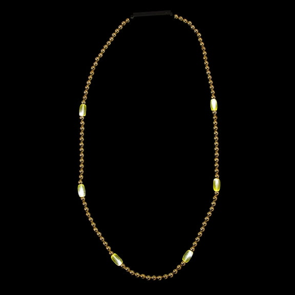 Fun Express 33" Yellow Light-Up LED Plastic Beaded Necklaces – 6 Pieces