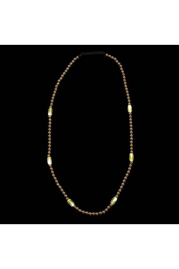 33" Yellow Light-Up LED Plastic Beaded Necklaces  6 Pieces
