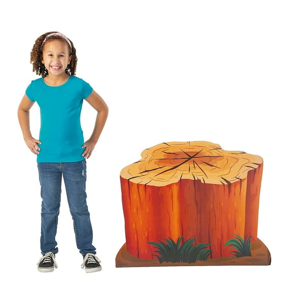 Fun Express 34" x 27" Zoom In VBS Giant Stump Cardboard Cutout Stand-Up, Vacation Bible School Supplies