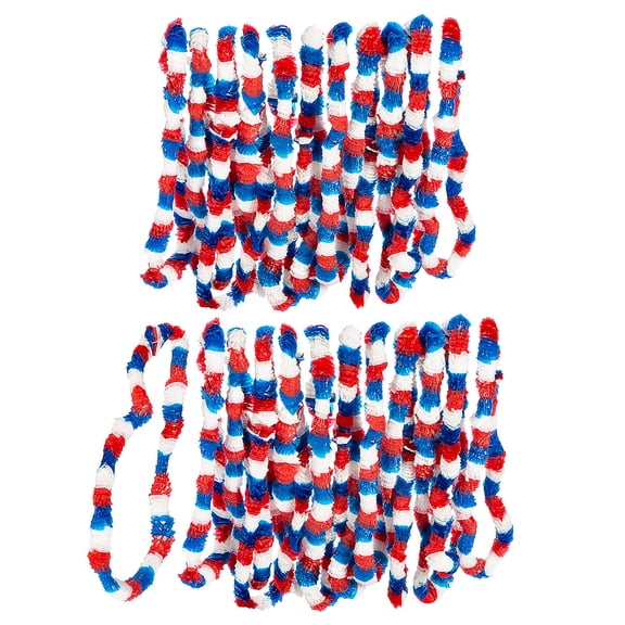 Fun Express 36" Bulk 48 Pieces Patriotic Red, White & Blue Tri-Color Plastic Leis