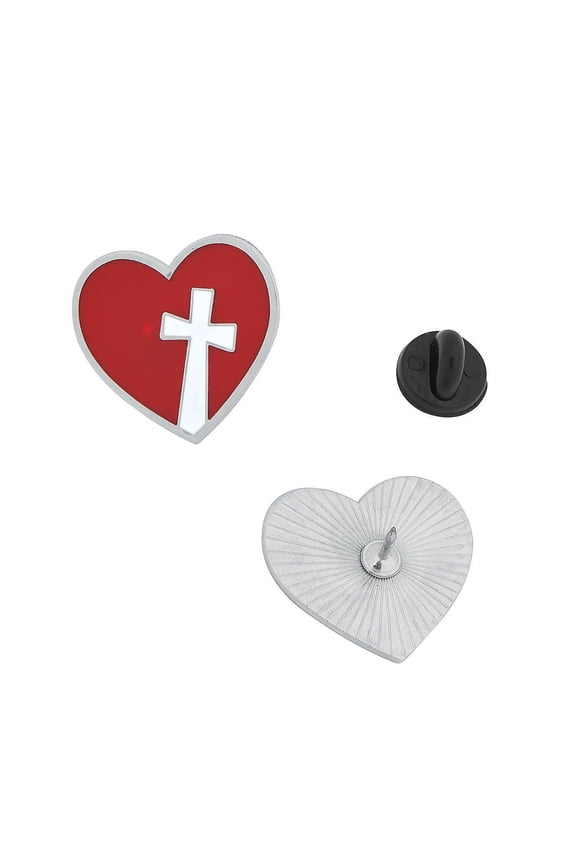 36 Pieces Heart And Cross Enamel Pins for Valentine's Day, Jewelry, Novelty Pins, Valentine's Day