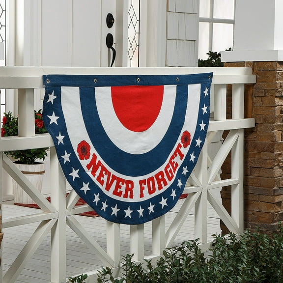 Fun Express 38 1/2" x 21" Patriotic Memorial Day Never Forget Poppies Cotton Bunting