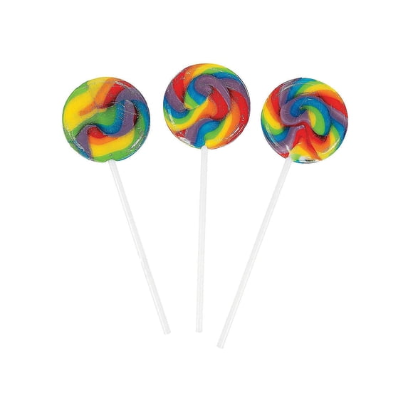 Fun Express 38 Pieces Mini Swirl Lollipops, Individually Wrapped, Birthday Party Candy Supplies for Kids