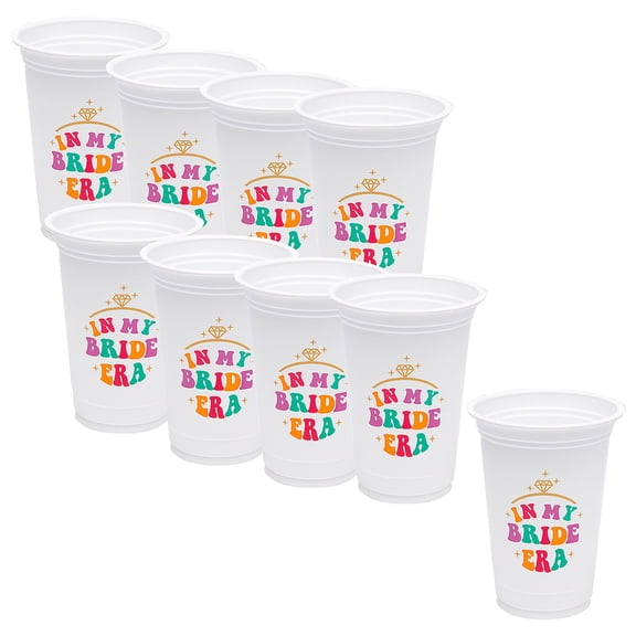 Fun Express 4 1/2" 16 oz. Bulk 50 Count In My Bride Era Party Disposable Plastic Cups