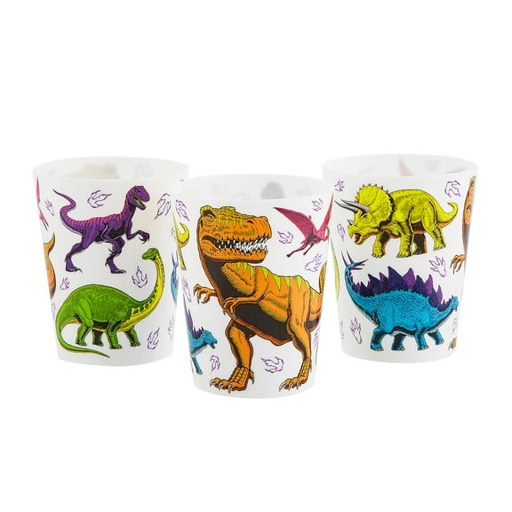 Fun Express 4 1/2" 16 oz. Dinosaur Party Reusable Plastic Favor Cups - 8 Count