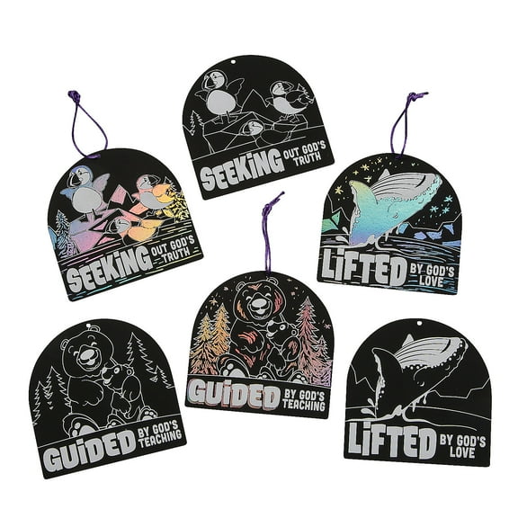 Fun Express 4 1/2" Great North VBS Magic Color Scratch Ornaments - 24 Pc.