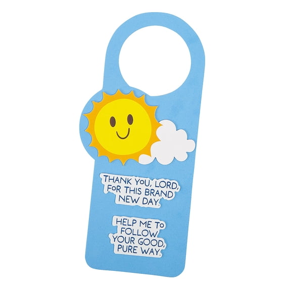 Fun Express 4 1/2" x 10" Religious Double-Sided Prayer Doorknob Hanger Foam Craft Kit - Makes 12