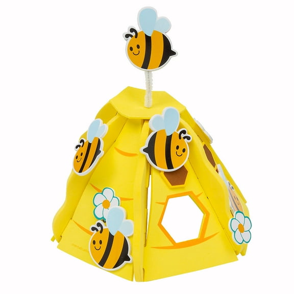Fun Express 4 1/2" x 4 1/2" 3D Beehive with Bees Foam Craft Kit - Makes 12