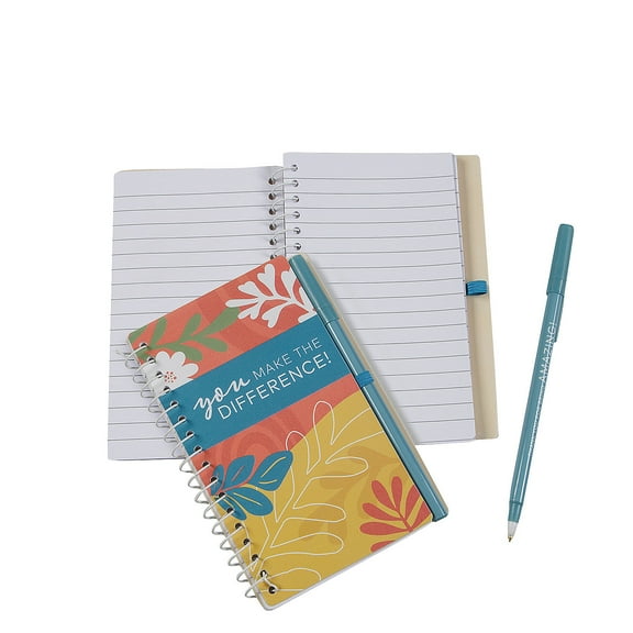 Fun Express 4 1/2" x 6" Appreciation Spiral Notebooks with Pen Set -12 Pieces