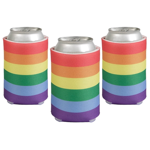 Fun Express 4 1/4" x 5 1/4" Pride Rainbow Party Can Coolers - 12 Pieces