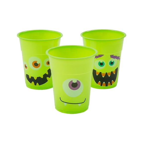 Fun Express 4" 10 oz. Bulk 50 Count Halloween Monster Disposable BPA-Free Plastic Cups