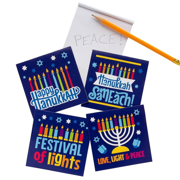 Fun Express 4" 25 pg. Happy Hanukkah Multicolor Paper Notepads  24 Pieces