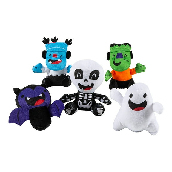 Fun Express 4 3/4" - 6 1/4" Bulk 50 Pieces Halloween Character Stuffed Toy Assortment