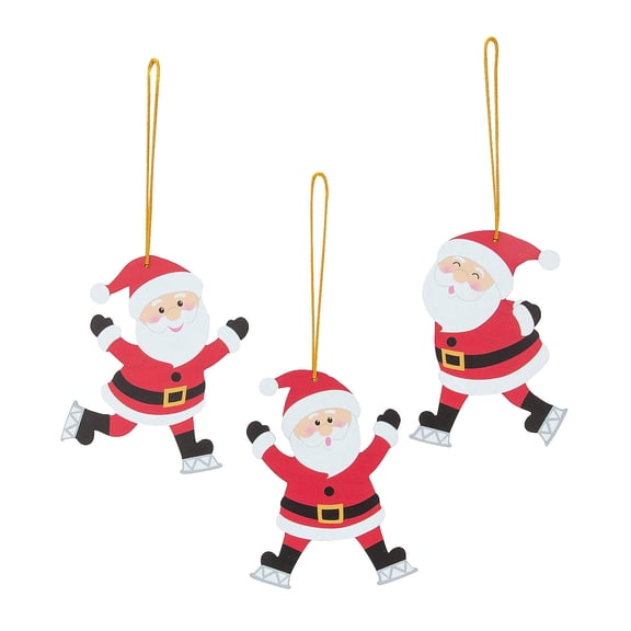 Fun Express 4" Ice Skating Santa Claus Christmas Tree Ornaments - 12 Pieces