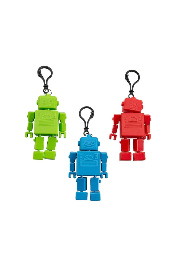 4" Robot Articulated Fidget Toy Backpack Clips - 6 Pieces