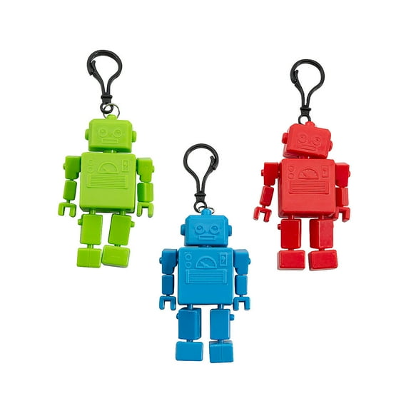 Fun Express 4" Robot Articulated Fidget Toy Backpack Clips - 6 Pieces