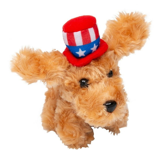 Fun Express 4" x 4 1/2" Patriotic Stuffed Labradoodles with Hat - 12 Pieces