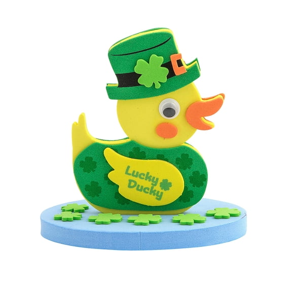 Fun Express 4" x 4 1/4" 3D Floating Lucky Duck Foam Craft Kit - Makes 12