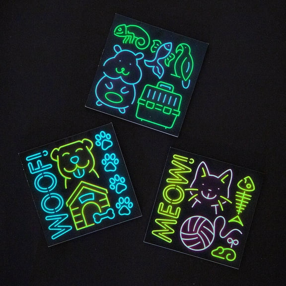 Fun Express 4" x 4" 25 pgs. Glow-in-the-Dark Neon Pets Notepads - 24 Pieces