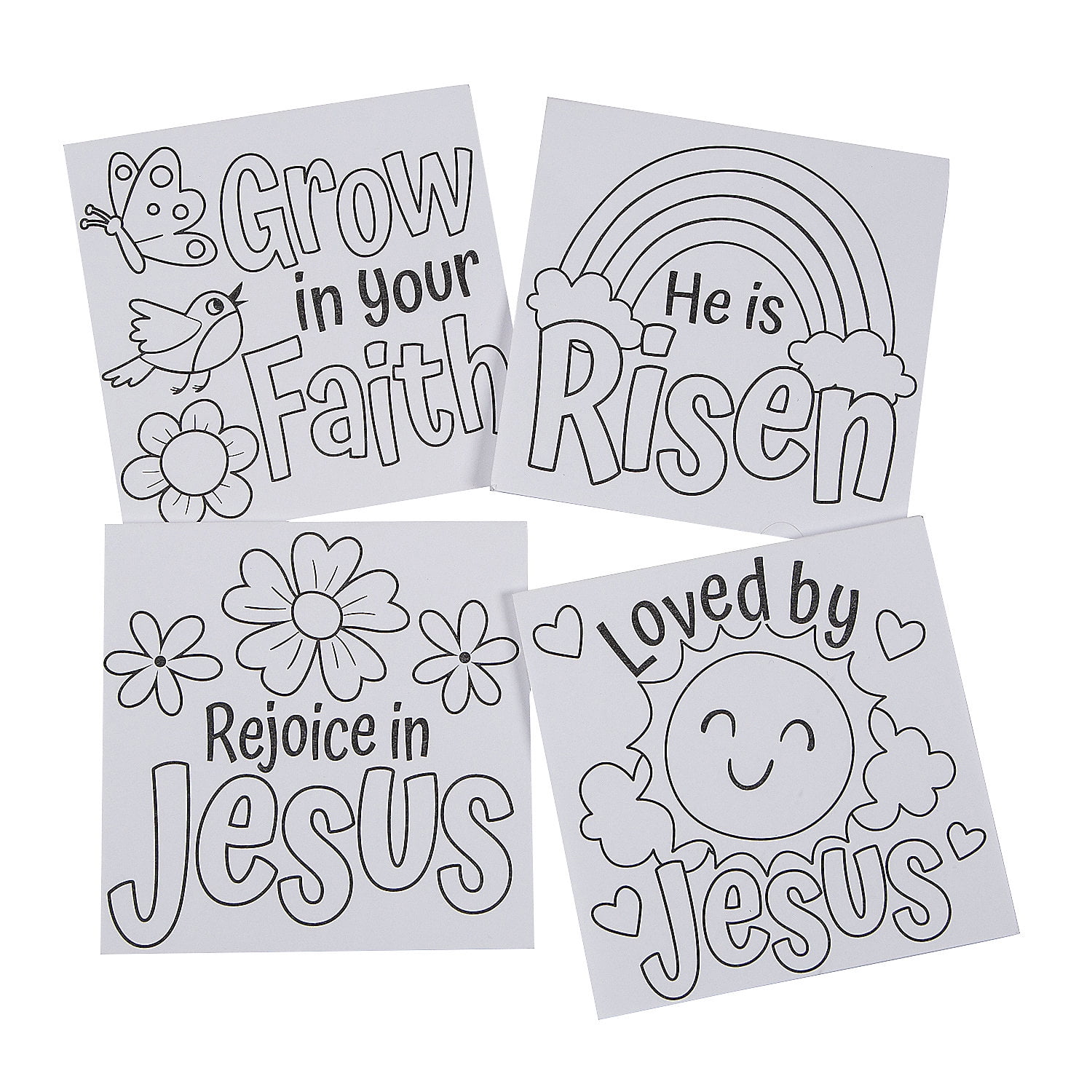 Fun Express 4" x 4" Color Your Own Religious Spring Notepads - 24 Pieces