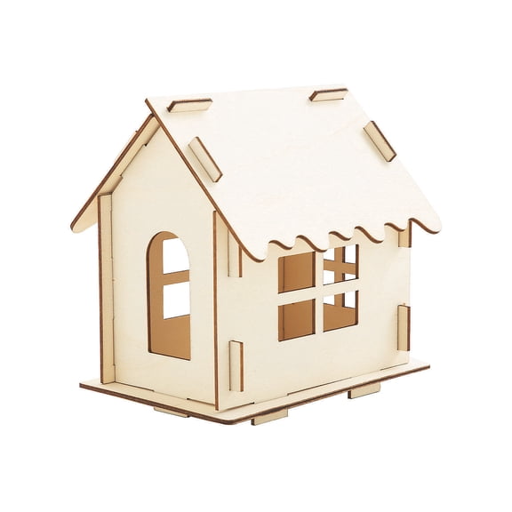 Fun Express 4" x 5 1/2" DIY Unfinished Wood Classic Gingerbread Houses - 12 Pieces
