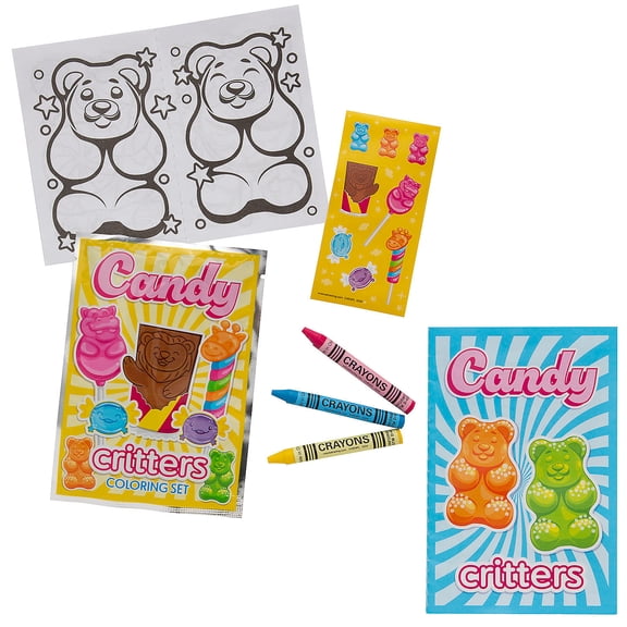 Fun Express 4" x 5 1/2" Mini Candy Critters Characters Stationery Sets for 12