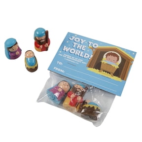 Fun Express 4" x 5 1/2" Plastic 3-Piece Nativity Character Toys with Card for 12