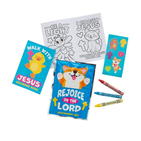 Fun Express 4" x 5 1/2" Religious Animal Character Stationery Sets - 12 Pieces