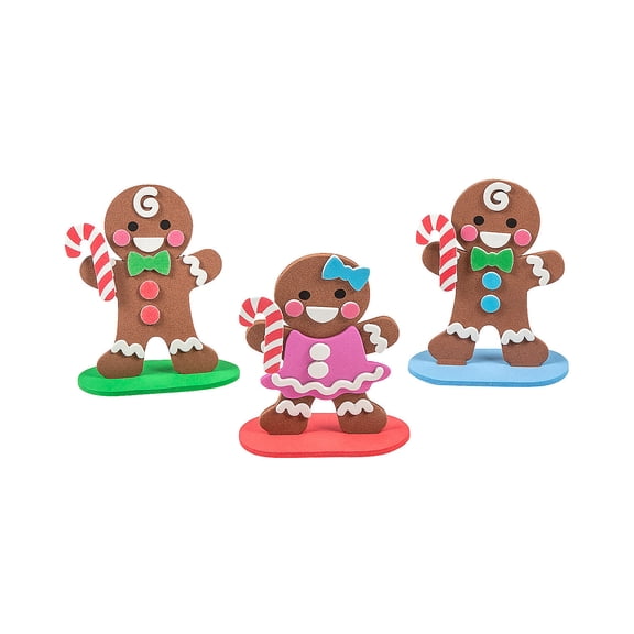 Fun Express 4" x 5" Happy Gingerbread Character Stand-Up Craft Kit - Makes 12