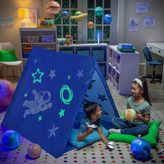 Fun Express 45" x 40" Glow-in-the-Dark Outer Space Polyester Sleepover Tent
