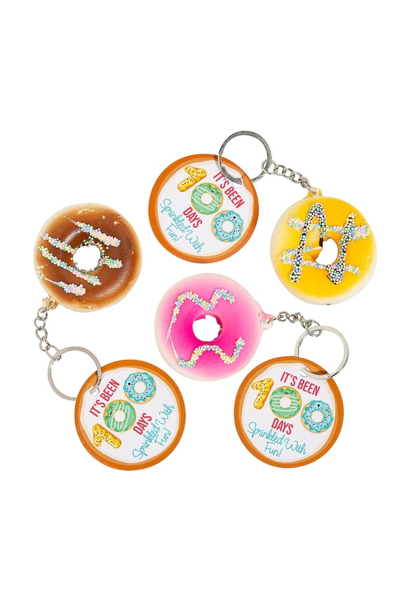 48 Pieces 100th Day Donut Slow-Rising Squishies Keychain Handouts for 24