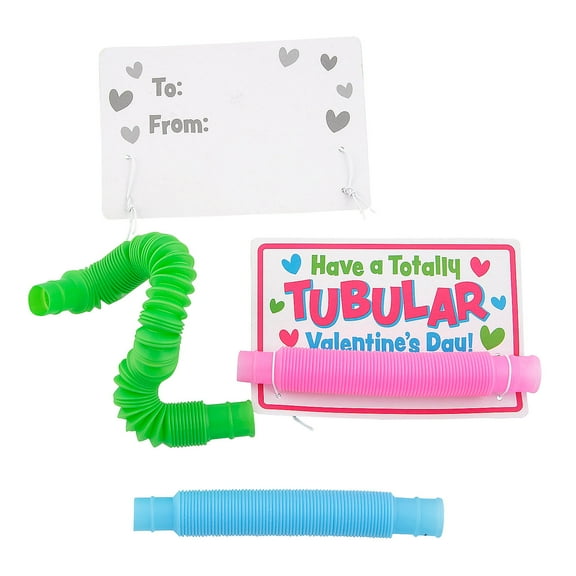 Fun Express 48 Pieces 5" Valentines Day Small Expanding Tube Fidget Toys Exchange for 24