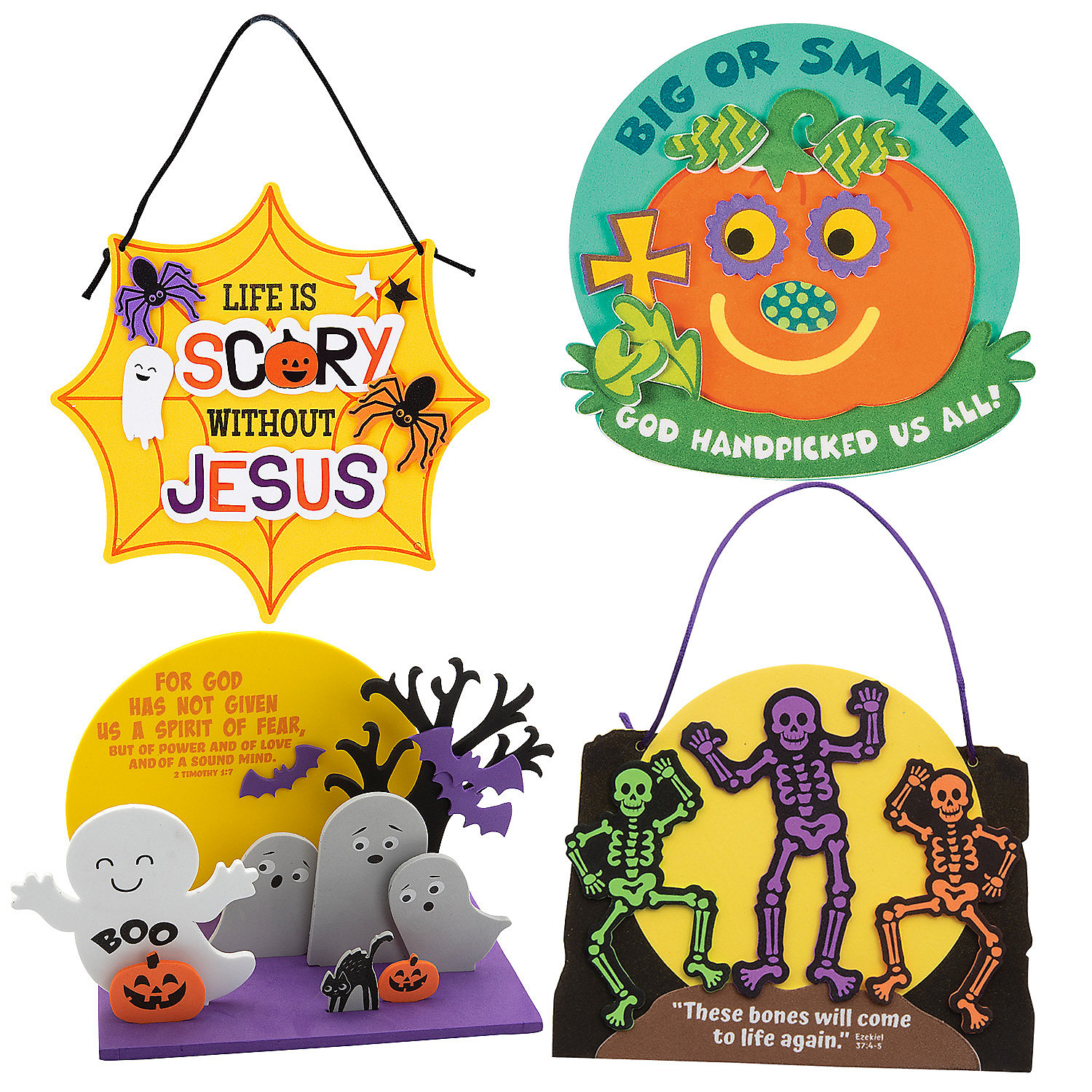 Fun Express 48 Pieces Religious Halloween Craft Assortment, Based Kits for Kids Best for Sunday School