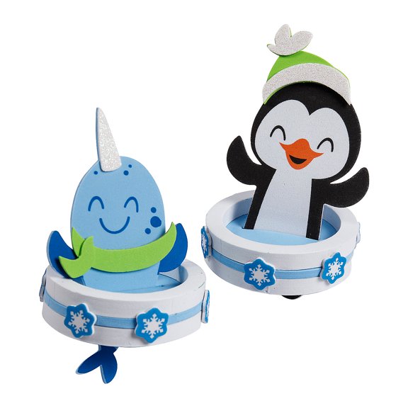 Fun Express 5 1/2" - 5 3/4" Floating Winter Animals Penguin & Narwhal Foam Craft Kit - Makes 12