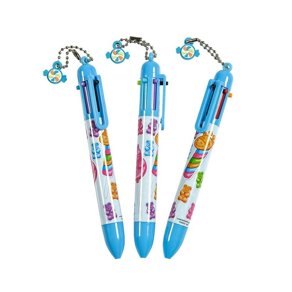 Fun Express 5 1/2" Candy Critters Plastic Shuttle Pens with Candy Charm - 12 Pieces