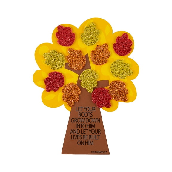 Fun Express 5 1/2" Fall Tree with Bible Verse Magnet Foam Craft Kit - Makes 12